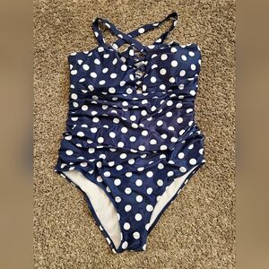 Navy Polka Dot Swimsuit
